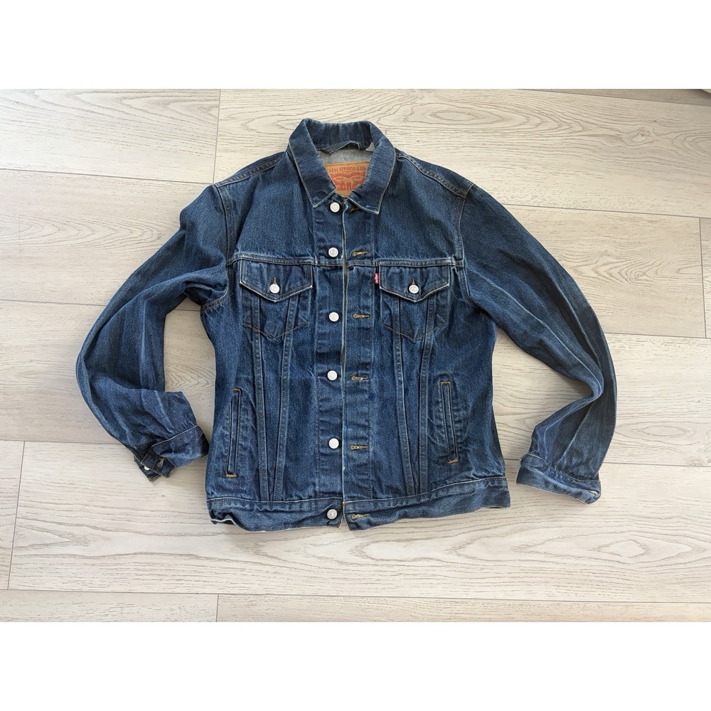 Levi's Men's Blue Trucker Jacket L Button Front Pockets Made in Mexico